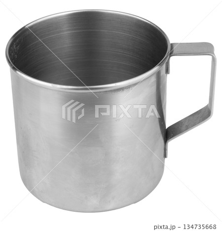 Stainless steel water mug isolated on white background 134735668