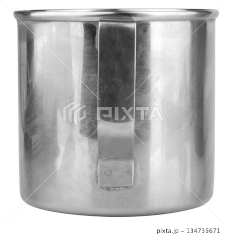 Stainless steel water mug isolated on white background 134735671