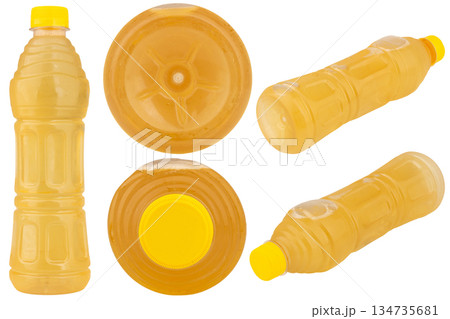 Honey lemon tea drink isolated on white background bottle plastic 134735681