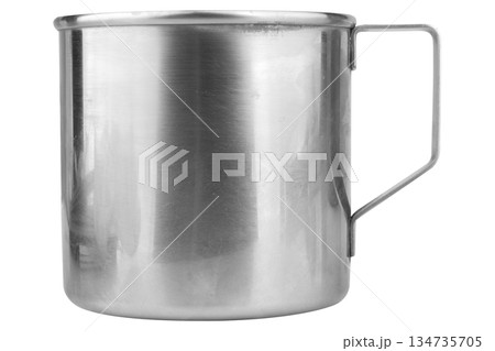 Stainless steel water mug isolated on white background Stainless steel water mug isolated on white background 134735705