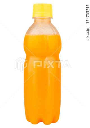 orange drink isolated on white background bottle plastic orange drink isolated on white background bottle plastic 134735713
