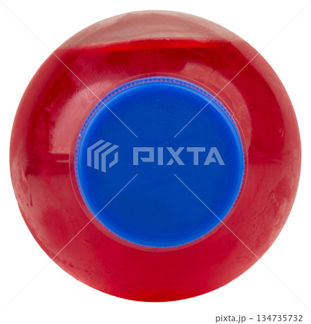 soft drink color red isolated on white background top view bottle 134735732