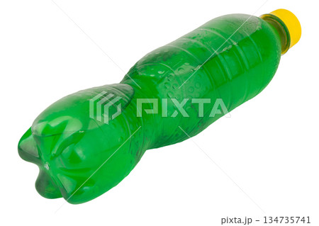 color green soft drink bottle isolated on white background 134735741