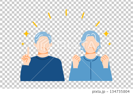 一對幸福老年夫婦的插畫。扁平化設計。 一對幸福老年夫婦的插畫。扁平化設計。 134735804