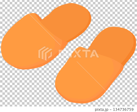 Orange simple slippers illustration vector material Orange simple slippers illustration vector material 134736759