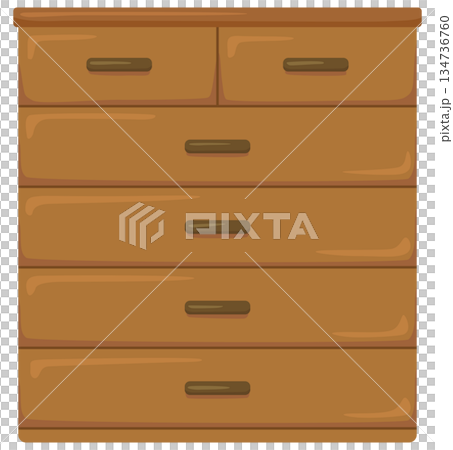 シンプルな木製のタンスのイラスト ベクター素材 シンプルな木製のタンスのイラスト ベクター素材 134736760