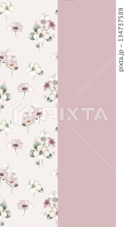 Vivid Watercolor Floral and Leaf Illustrations 134737589