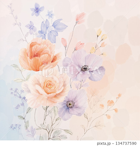 Vivid Watercolor Floral and Leaf Illustrations Vivid Watercolor Floral and Leaf Illustrations 134737590