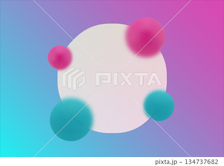 Circular glass panel on gradient background with colorful spheres. Eps 10 134737682