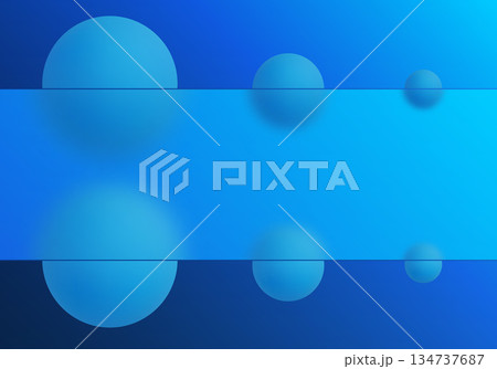 Horizontal glass panel with symmetrical blue spheres on gradient background. Eps 10 134737687
