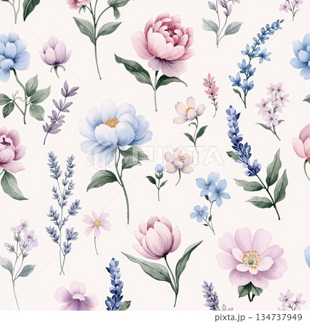Vivid Watercolor Floral and Leaf Illustrations Vivid Watercolor Floral and Leaf Illustrations 134737949