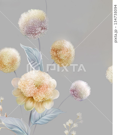Vivid Watercolor Floral and Leaf Illustrations 134738094