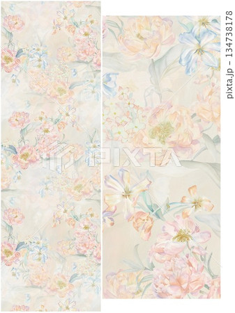 Artful Hand Painted Curly Grass Motifs 134738178