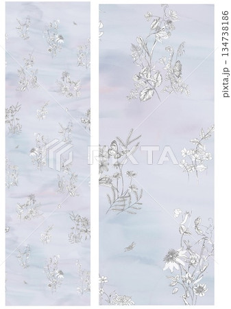 Artful Hand Painted Curly Grass Motifs 134738186