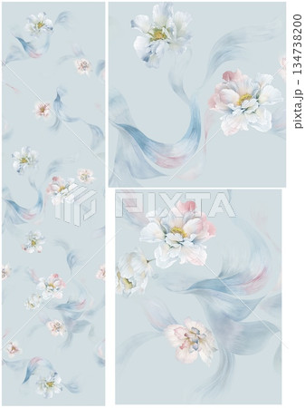 Artful Hand Painted Curly Grass Motifs 134738200