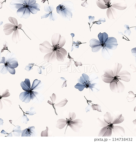 Graceful Watercolor Botanic Pattern Art 134738432