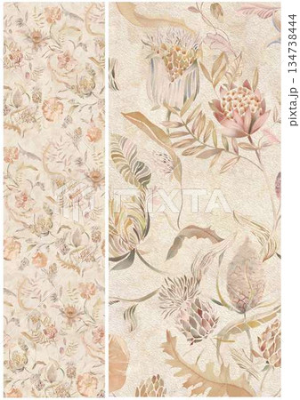 Graceful Watercolor Botanic Pattern Art 134738444