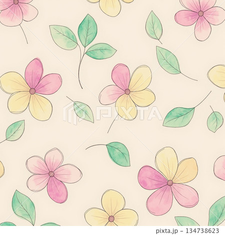 Graceful Watercolor Botanic Pattern Art Graceful Watercolor Botanic Pattern Art 134738623