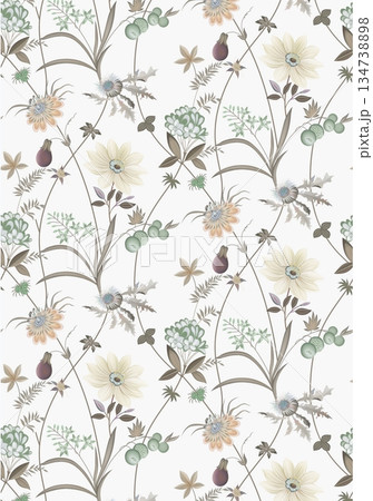 Charming Hand-Drawn Floral and Leaf Compositions 134738898