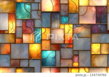 Luxury exterior. Textured wall. Seamless texture of colorful stained glass. Luxury exterior. Textured wall. Seamless texture of colorful stained glass. 134739760