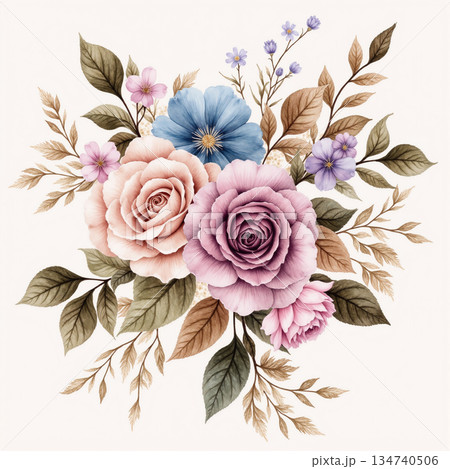 Creative Hand-Drawn Patterns of Flora and Leaves Creative Hand-Drawn Patterns of Flora and Leaves 134740506