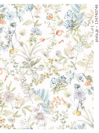 Delightful Hand-Painted Floral Leaf Art Delightful Hand-Painted Floral Leaf Art 134740746