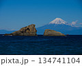 雲見海岸から海越しの富士山 134741104