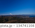 伊東市大室山山頂から富士山を見る 134741108