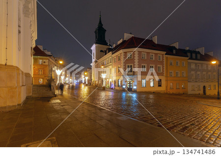 Evening street in Old Town in Warsaw Poland Evening street in Old Town in Warsaw Poland 134741486