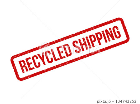 Textured rectangular rubber stamp mark with granular effect, highlighting the words Recycled Shipping Textured rectangular rubber stamp mark with granular effect, highlighting the words Recycled Shipping 134742252