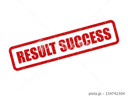 Vivid red rectangular grunge effect rubber stamp showing the affirmative text RESULT SUCCESS on official papers Vivid red rectangular grunge effect rubber stamp showing the affirmative text RESULT SUCCESS on official papers 134742304