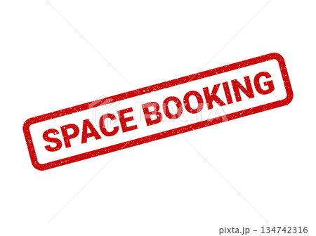 Weathered rectangular stamp featuring the text space booking, perfect for illustrating reservation processes or event signups 134742316