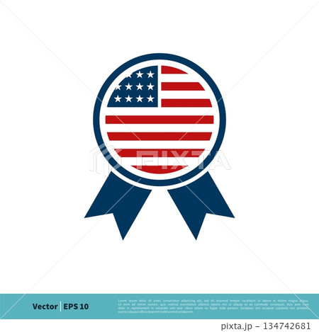 Ribbon Banner - July 4th American Independence Day Icon Vector Logo Template Illustration Design. Vector EPS 10. 134742681
