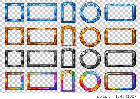 彩色玻璃風格相框套裝 | 幾何設計 134742927