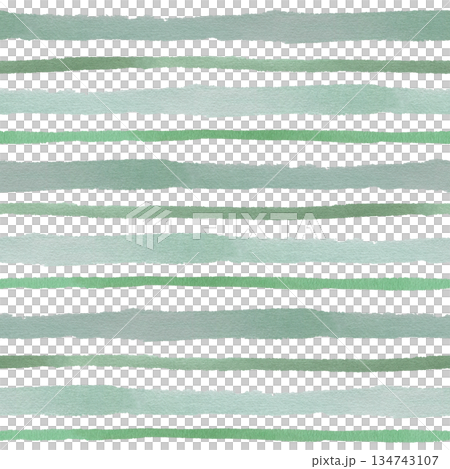 Striped green Seamless Pattern. Watercolor illustration of a horizontal abstract geometric print. Hand drawn sketch on a white isolated background. Watercolour painting thick and thin lines Striped green Seamless Pattern. Watercolor illustration of a horizontal abstract geometric print. Hand drawn sketch on a white isolated background. Watercolour painting thick and thin lines 134743107