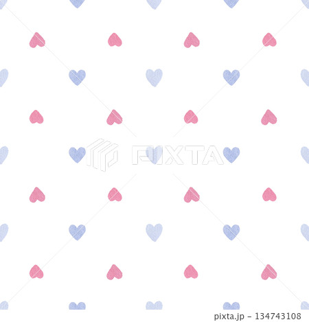 Seamless Pattern of small pink and blue Hearts. Watercolor illustration of a cute baby print. Hand drawn sketch on a white isolated Background. Water color painting art. Perfect for paper or fabric Seamless Pattern of small pink and blue Hearts. Watercolor illustration of a cute baby print. Hand drawn sketch on a white isolated Background. Water color painting art. Perfect for paper or fabric 134743108
