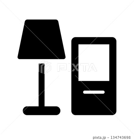 間接照明とリモコンのシルエットアイコン素材 間接照明とリモコンのシルエットアイコン素材 134743698