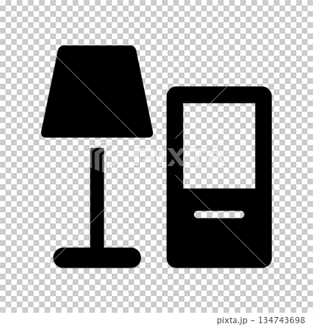 間接照明とリモコンのシルエットアイコン素材 間接照明とリモコンのシルエットアイコン素材 134743698