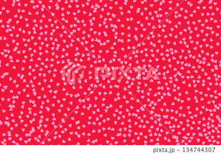 Gradient Heart seamless pattern. Random repeating love background. Repeated scattered hearts for design prints. Scattering graphic motif. Repeat lattice. Randomly ornament. Vector illustration 134744307