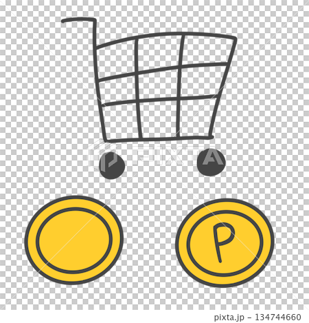 購物車和硬幣圖標 134744660