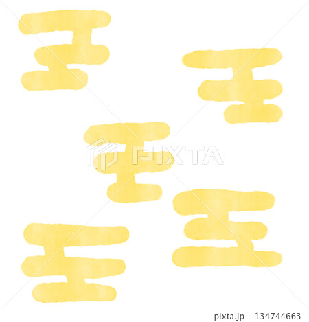 黄色の水彩風和柄イラスト 134744663
