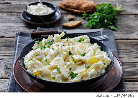 German potato salad in a bowl, close-up 134744668