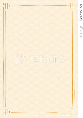 Asian decoration frame with hand drawn childish style on vertical background have blank space. 134745154
