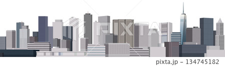 Cityscape front view isolated on white background graphic illustration. 134745182
