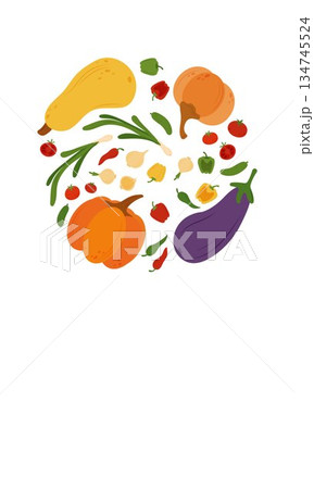 Oval composition of simple flat vegetables 134745524