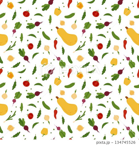 Simple flat vegetables seamless pattern 134745526