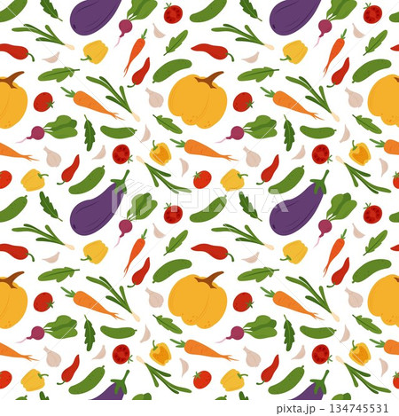 Simple flat vegetables seamless pattern 134745531