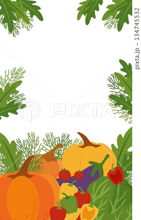 Simple flat vegetables composition. Healthy food 134745532