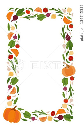 Rectangular frame of simple flat vegetables 134745533