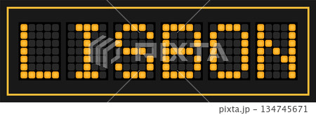 Orange color led banner in word lisbon on black background 134745671